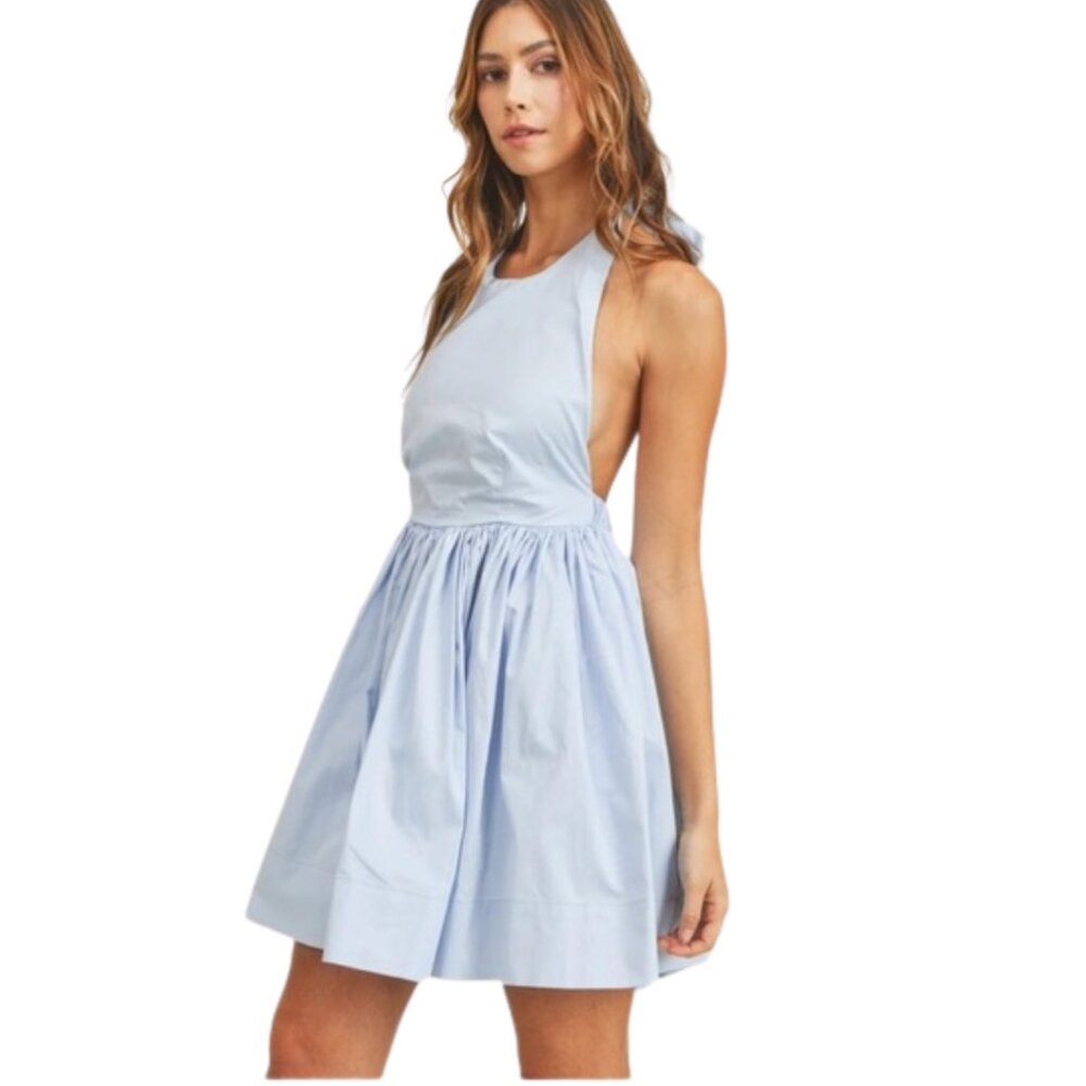 MABLE Anthropologie Light Blue Halter Dress